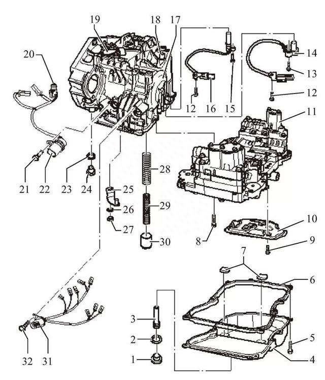 上海大众09G六档自动变速器部件分解图