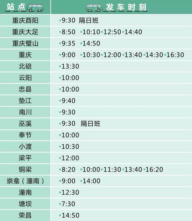 成都东站汽车客运站最新最全的客运班线时刻表来了~