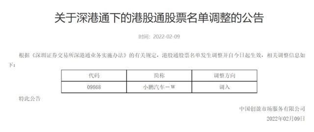 A股投资者可买！小鹏汽车正式纳入深港通：成为首家新势力车企