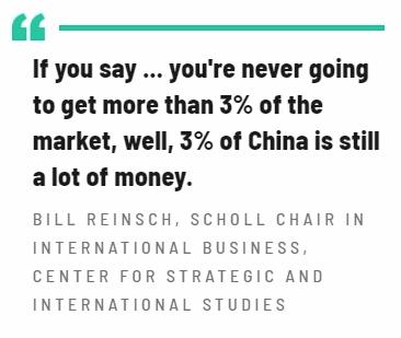 美商人：3%的中国市场仍然意味着一大笔钱