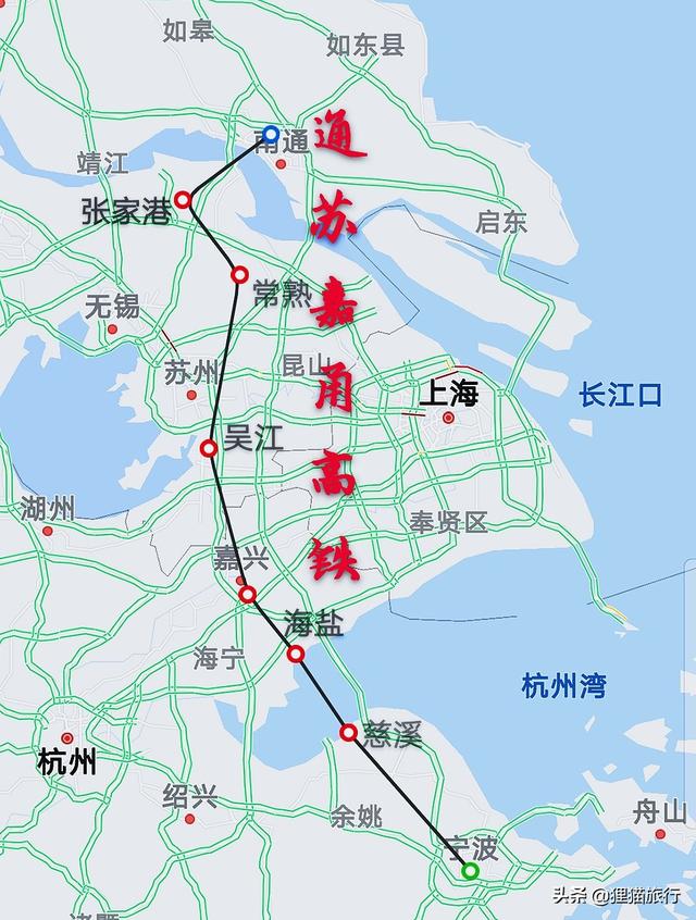 通苏嘉甬高铁线路图，环上海4城市一线连接