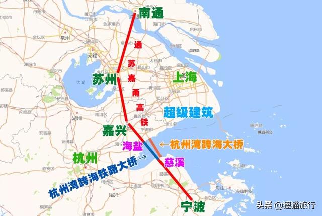 通苏嘉甬高铁线路图，环上海4城市一线连接