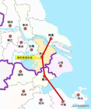 通苏嘉甬高铁线路图，环上海4城市一线连接