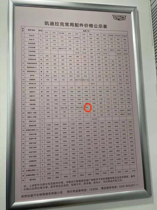 一个火花塞出现4个价格？4S店：凯迪拉克厂家还不知道已经统一涨价